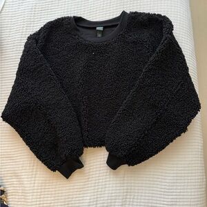 Black Fuzzy Cropped Sweater